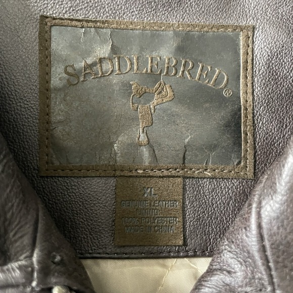 Saddlebred Men's Brown Leather Jacket Vintage XL‎ Quilted Lining Bomber Flight - Picture 3 of 16